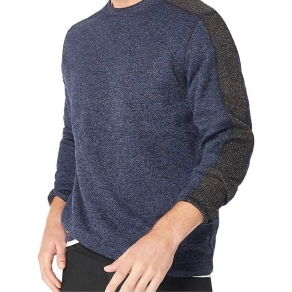 Van Heusen Flex Classic Fit Large Blue Black Heather Pullover Men's Sweater.